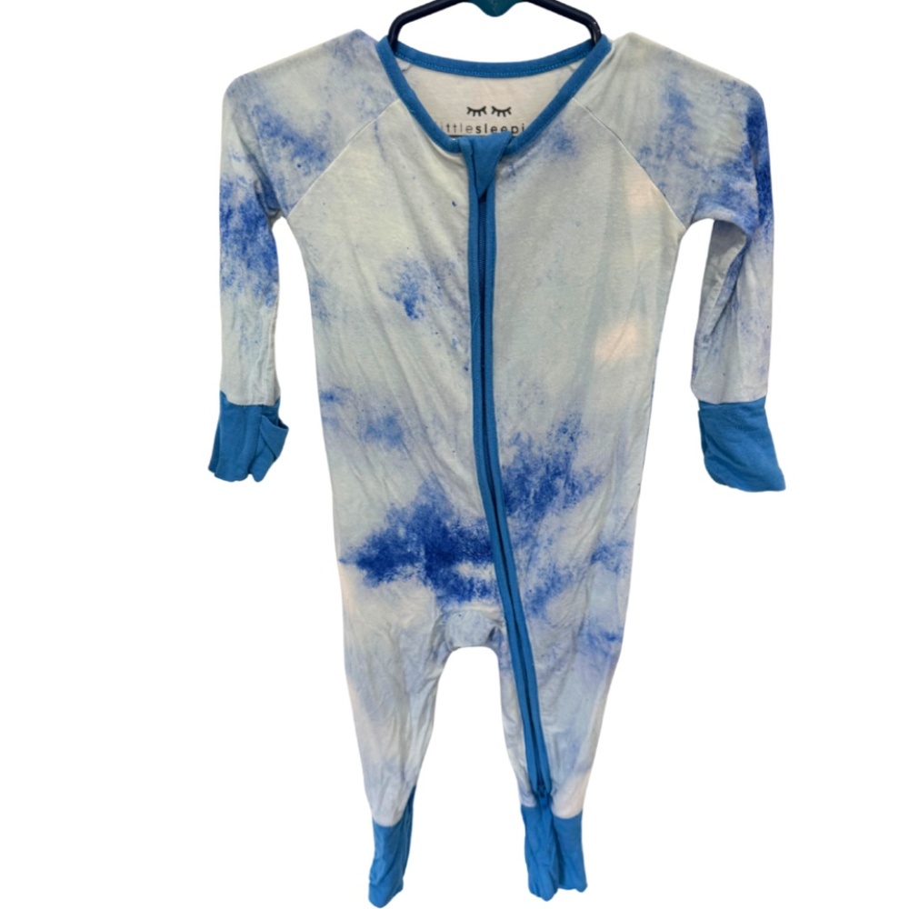 Little Sleepies Blue Watercolor Convertible Romper/Sleeper